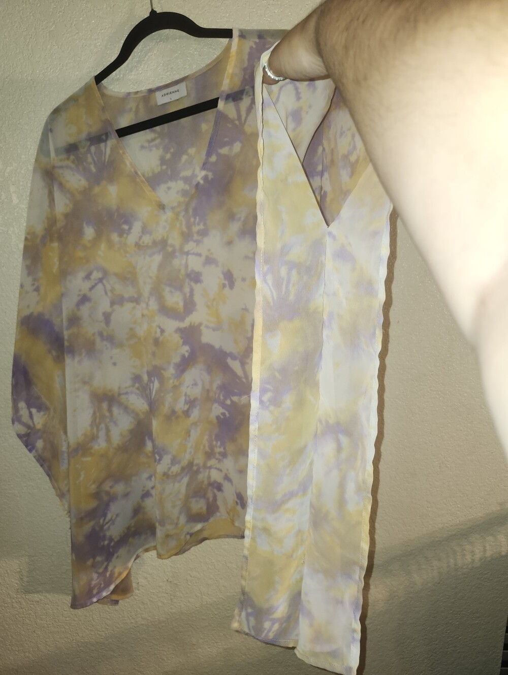 💜GUC Adrienne "Semi Sheer Tie Dye V-Neck Lightweight Top/Kimono/Cover Up" Large - Picture 11 of 12